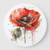 Crimson Bloom Große Wanduhr (Vorderseite)