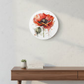 Crimson Bloom Große Wanduhr