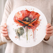 Crimson Bloom Große Wanduhr