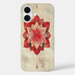 Crimson Bloom Mandala iPhone 16 Hülle