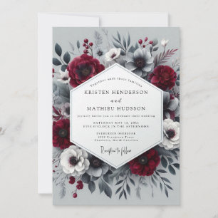 Crimson Bloom Moody Romance Hochzeit Einladung