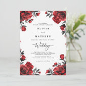 Crimson Bloom Romance Wedding Einladung (Stehend Vorderseite)