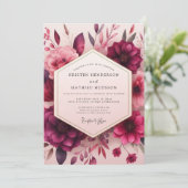 Crimson Bloom Romantic Wedding Einladung (Stehend Vorderseite)