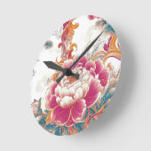 Crimson Bloom Runde Wanduhr (Winkel)