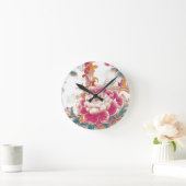 Crimson Bloom Runde Wanduhr (Zuhause)