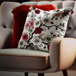 Crimson Blossom Elegance - japanisch Inspirierte F Kissen