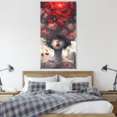 Crimson Blossom Surreal Art Poster Leinwanddruck (Insitu (Schlafzimmer))