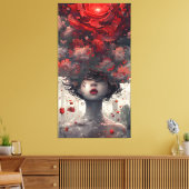 Crimson Blossom Surreal Art Poster Leinwanddruck (Insitu (Wohnzimmer))