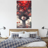 Crimson Blossom Surreal Art Poster Leinwanddruck (Insitu (Schlafzimmer))