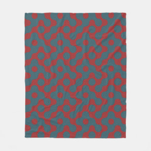 Crimson Blue Circle Geometric Art Nouveau Pattern Fleecedecke
