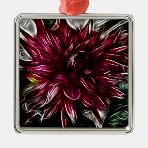 Crimson-Blume Silbernes Ornament