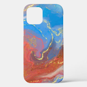 Crimson, Blush, Blau und Gold marmorierter Alkohol Case-Mate iPhone Hülle