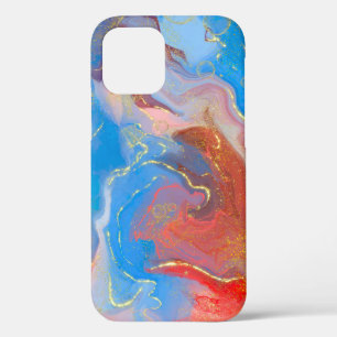 Crimson, Blush, Blau und Gold marmorierter Alkohol Case-Mate iPhone Hülle