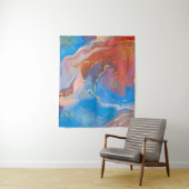 Crimson, Blush, Blau und Gold marmorierter Alkohol Wandteppich (Beispiel)