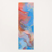 Crimson, Blush, Blau und Gold marmorierter Alkohol Yogamatte (Vorderseite)