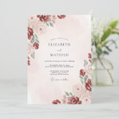 Crimson Blush Bloom Hochzeit Einladung (Stehend Vorderseite)
