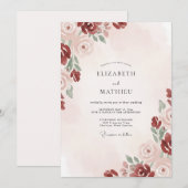 Crimson Blush Bloom Hochzeit Einladung (Vorne/Hinten)