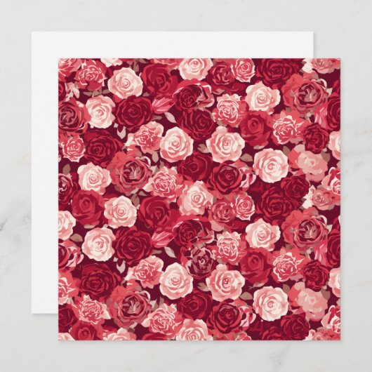 Crimson & Blush Seamless Rose Pattern Einladung (Vorne/Hinten)