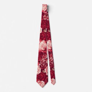 Crimson & Blush Seamless Rose Pattern Krawatte