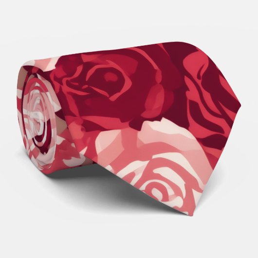 Crimson & Blush Seamless Rose Pattern Krawatte (Gerollt)