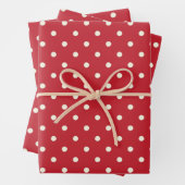 Crimson Bold Red and White Polka Dots Muster Geschenkpapier Set (Beispiel)