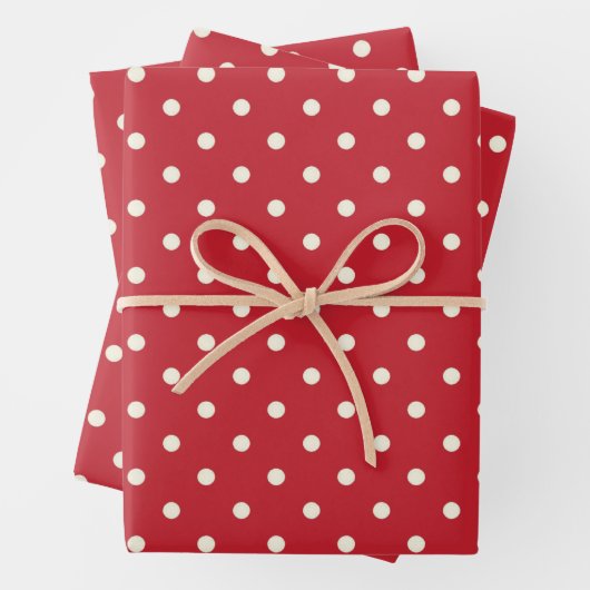 Crimson Bold Red and White Polka Dots Muster Geschenkpapier Set (Beispiel)