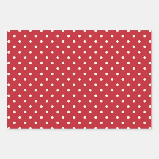 Crimson Bold Red and White Polka Dots Muster Geschenkpapier Set (Vorderseite)