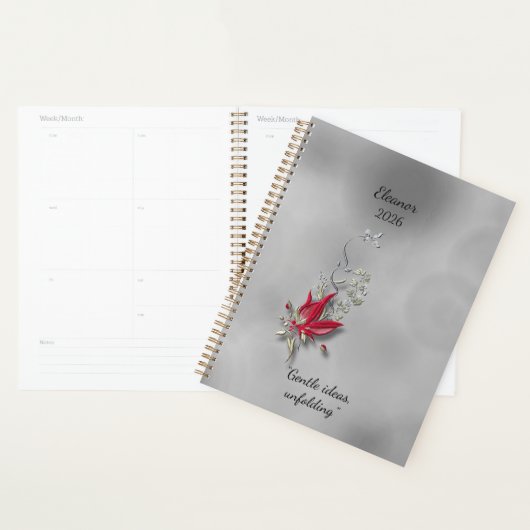 Crimson Butterfly Bloom Spiral notebook Planer (Anzeige)