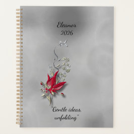 Crimson Butterfly Bloom Spiral notebook Planer