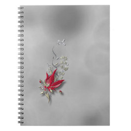 Crimson Butterfly Bloom Spiral Notizbuch Notizblock
