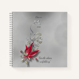 Crimson Butterfly Bloom Spiralnotizbuch Notizblock