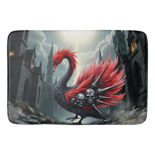 Crimson Cathedral Swan. Badematte (Vorderseite)