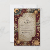Crimson Celestial Baroque Wedding RSVP Karte (Vorderseite)