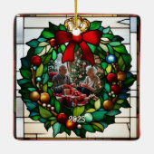 Crimson Christmas Candle Imitats verkleben Glass Keramikornament (Rückseite)