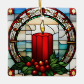 Crimson Christmas Candle Imitats verkleben Glass Keramikornament (Vorderseite)