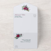Crimson Christmas Rose Bouquet Hochzeit in einem All In One Einladung (Außenbereich)