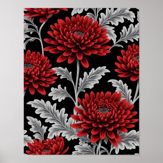 Crimson Chrysanthemums Poster (Vorne)