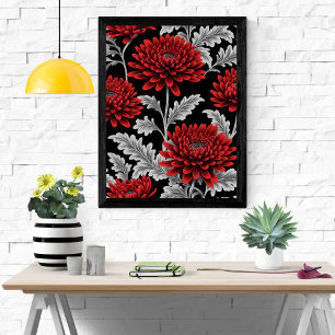 Crimson Chrysanthemums Poster