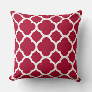 Crimson Color Quatrefoil Muster Kissen