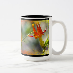 Crimson Columbine Orange Gelb Grenze in Schwarz Zweifarbige Tasse