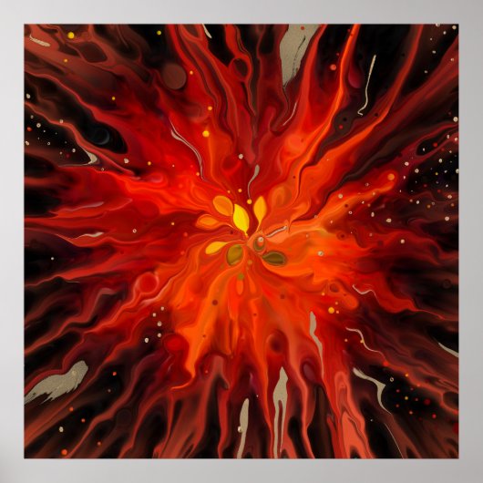 Crimson Core – Feuriger abstrakter Energieausbruch Poster (Vorne)