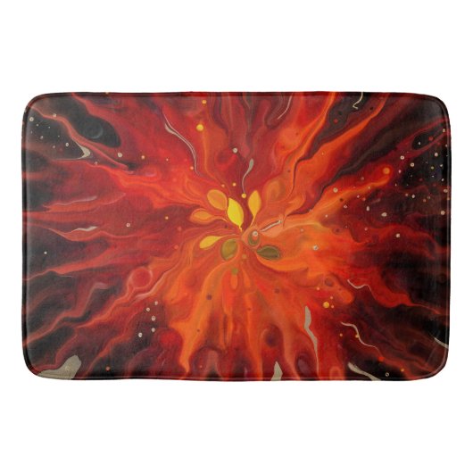 Crimson Core – Fiery Abstract Energy Burst Badematte (Vorderseite)