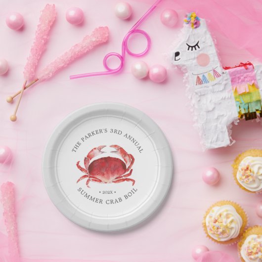 Crimson Crab | Crab Boil Event Grau Pappteller (Party)