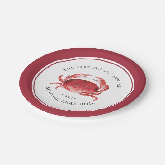 Crimson Crab | Crab Boil Event Pappteller (Schrägansicht)