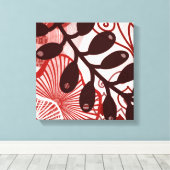 Crimson Currents – Modern Abstract Botanical Art Leinwanddruck (Insitu (Holzboden))