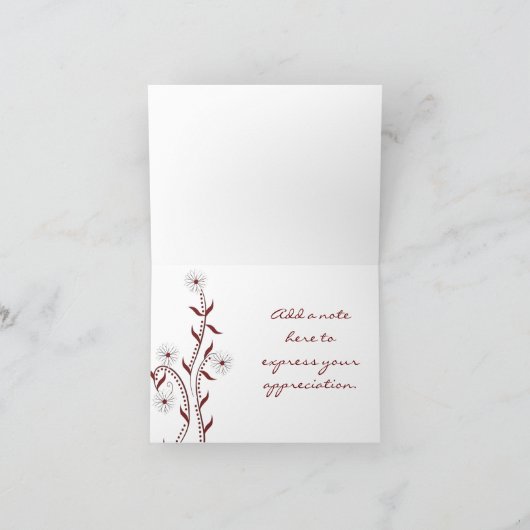 Crimson Daisy Vine Danke-Karte Dankeskarte (Innenseite)