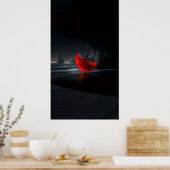 Crimson Dance: Einsamkeit an der dunklen Küste Poster (Küche)