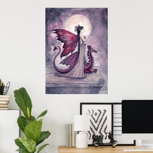 Crimson Dragon Fairy und Dragon Poster (Heimbüro)