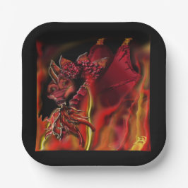 Crimson Dragon Paper Plate Pappteller