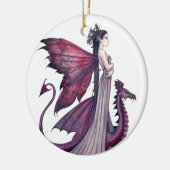 Crimson Dragon und Fairy Fantasy Art Keramikornament (Links)